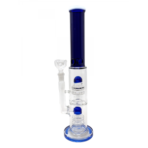 14" Double Matrix Perc w/ Color Tube Ice Pinch Water Pipe Assorted Color [PCL591]